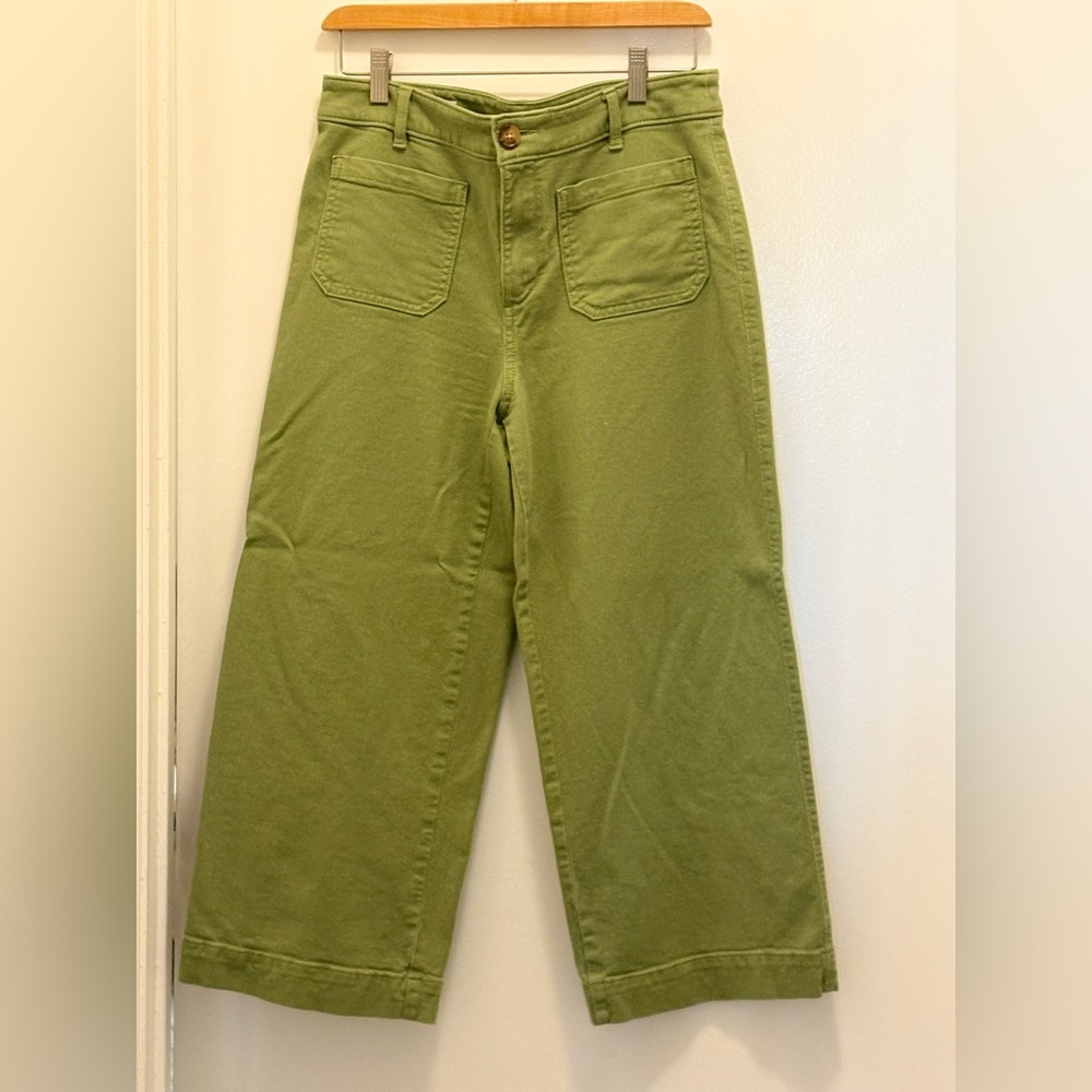 LOFT Olive Green The Palmer Wide Leg Crop Petite